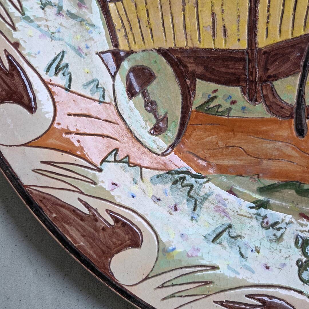 Large terracotta dish signed