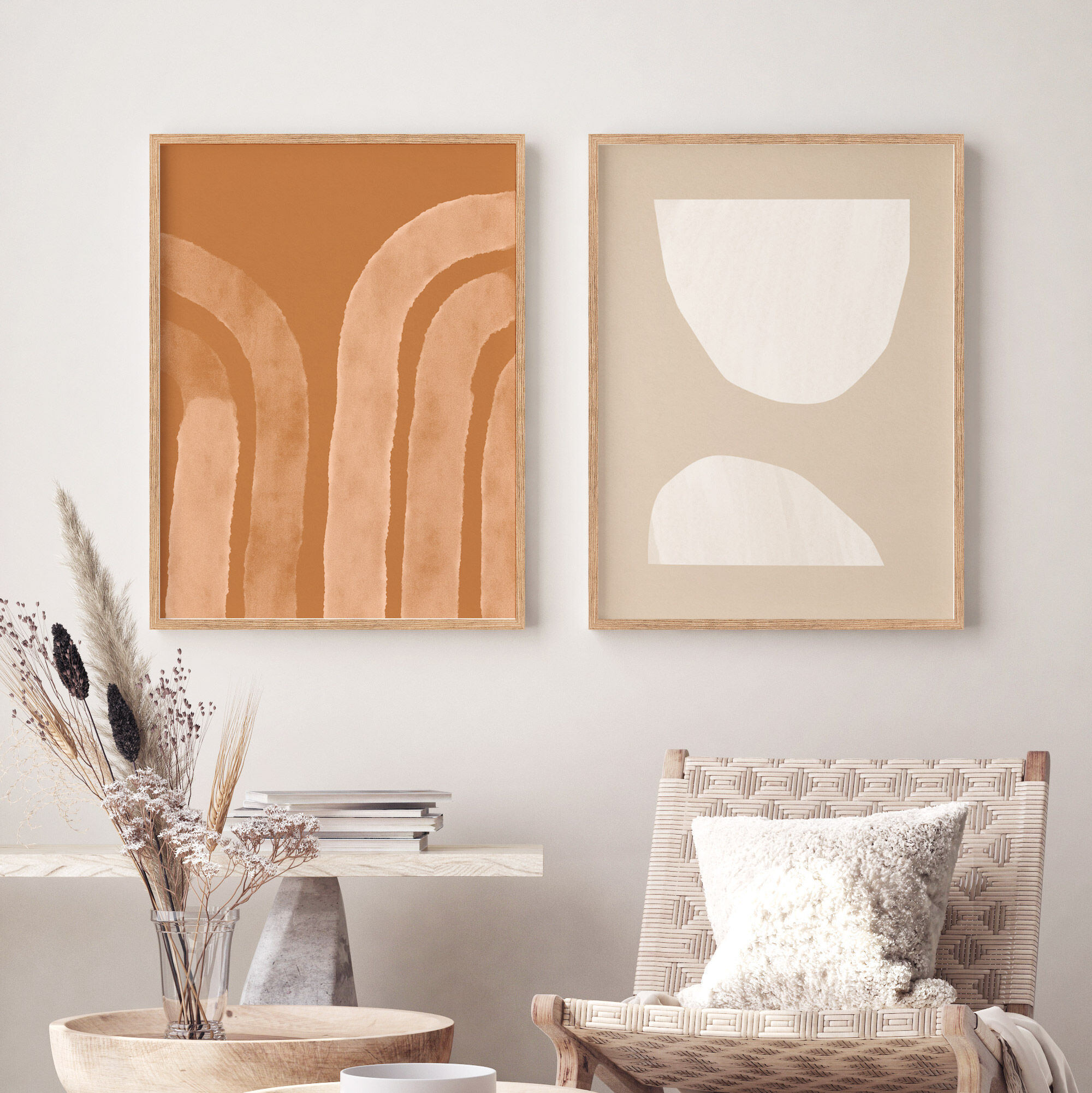 Pair of giclee prints, abstract wall art set of two, 50x70cm