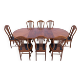 Large extendable table with eight chairs, late 19th century, France. After renovation.