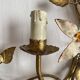 Grande applique fleurs et feuillage en métal doré années 50-60