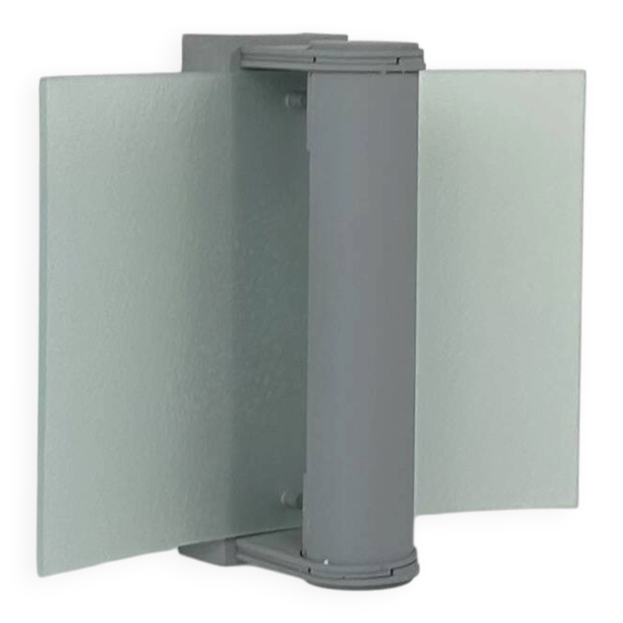 Vintage wall light, grey lacquered metal and frosted curved glass, France, 1980.