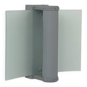 Vintage wall light, grey lacquered metal and frosted curved glass, France, 1980.