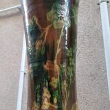 Large ceramic vase on a column, 1.49 meters tall, circa 1900, in its original condition.