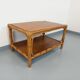 Table basse vintage en rotin et bois