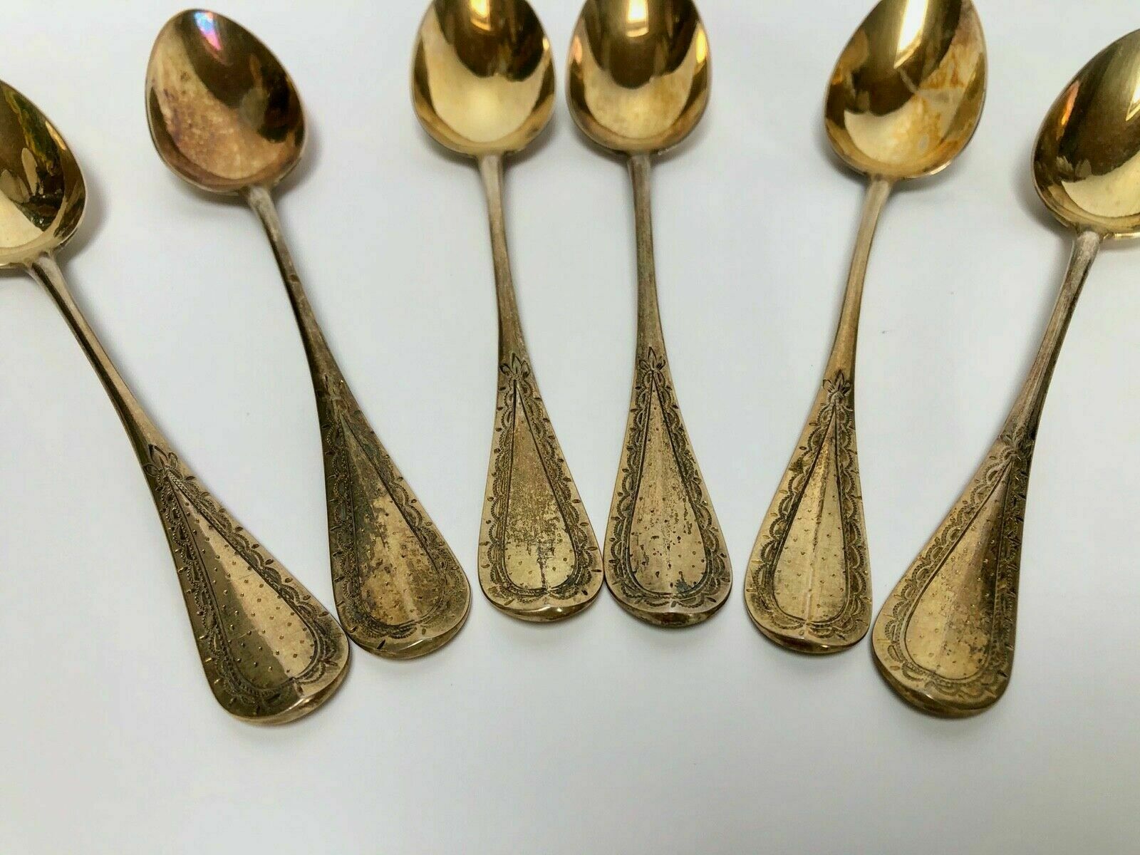 6 spoonfuls silver and vermeil poincon minerve gaston bardies 19th 122 grams