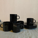 Set of 6 Arcoroc cups and saucers, 1980