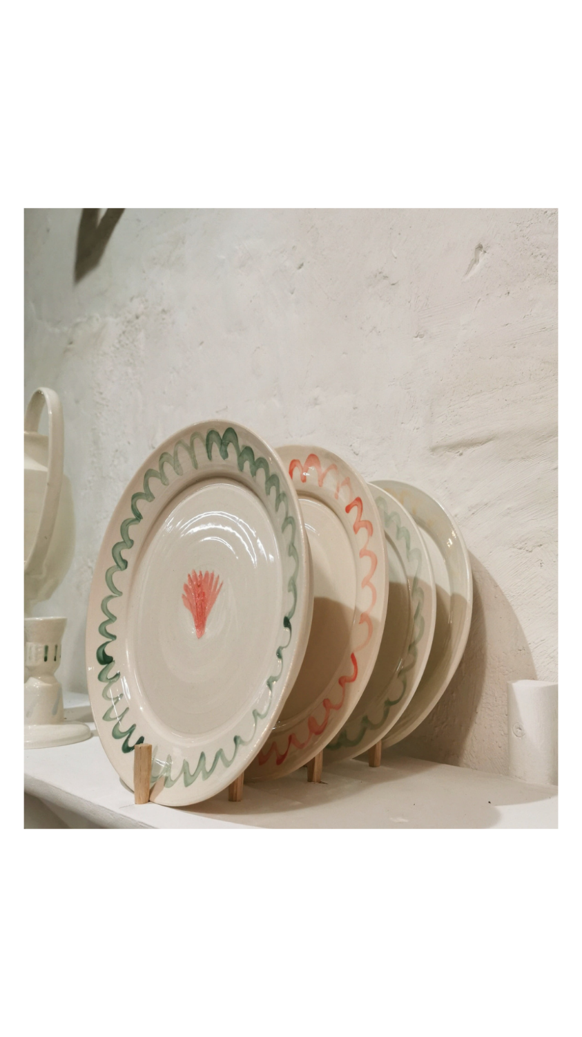 Red artisanal shellfish plate