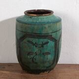 Ancient emerald green enamelled vase (circa 1820) #26
