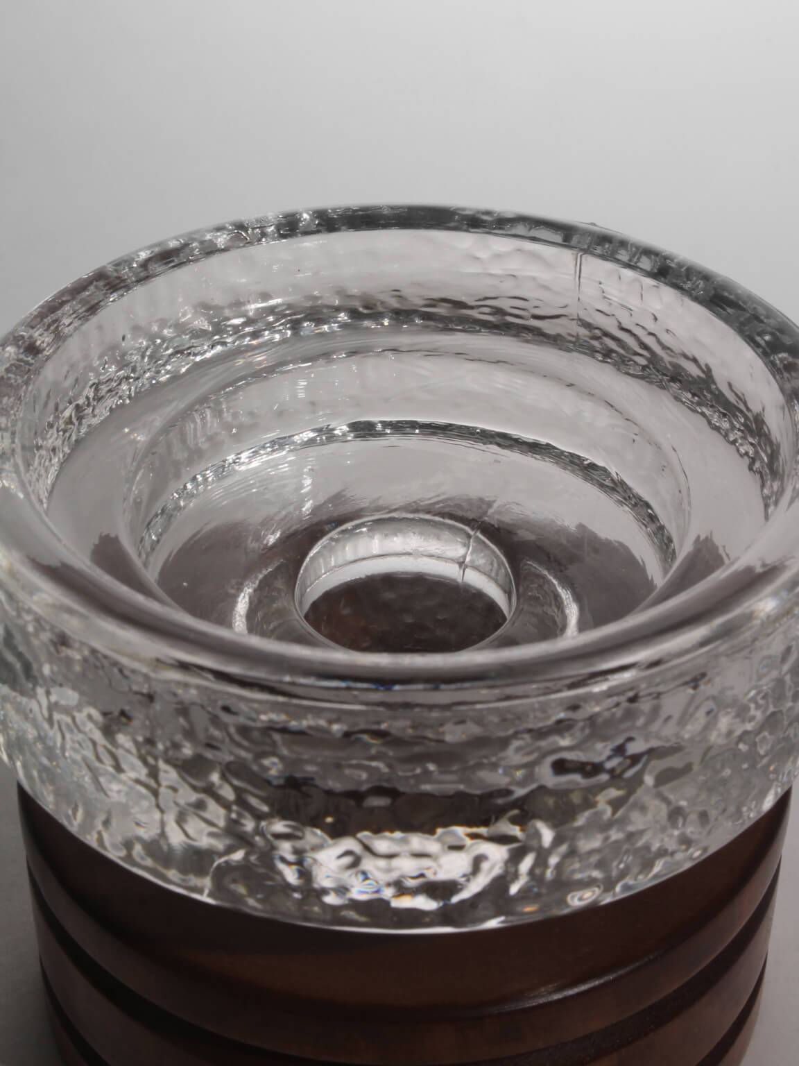 Harry N. Boström Crystal Glass And Wood Candle Holder, For BO Ström, 1960s