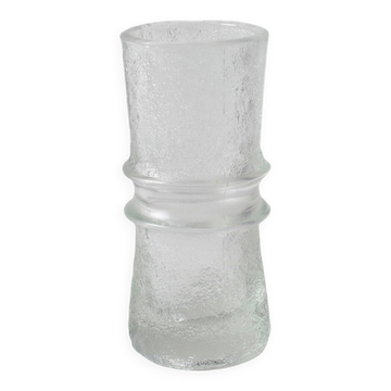 Vase en verre pressé de style mid-century modern : design de Pavel Panek, Rudolfova Hut