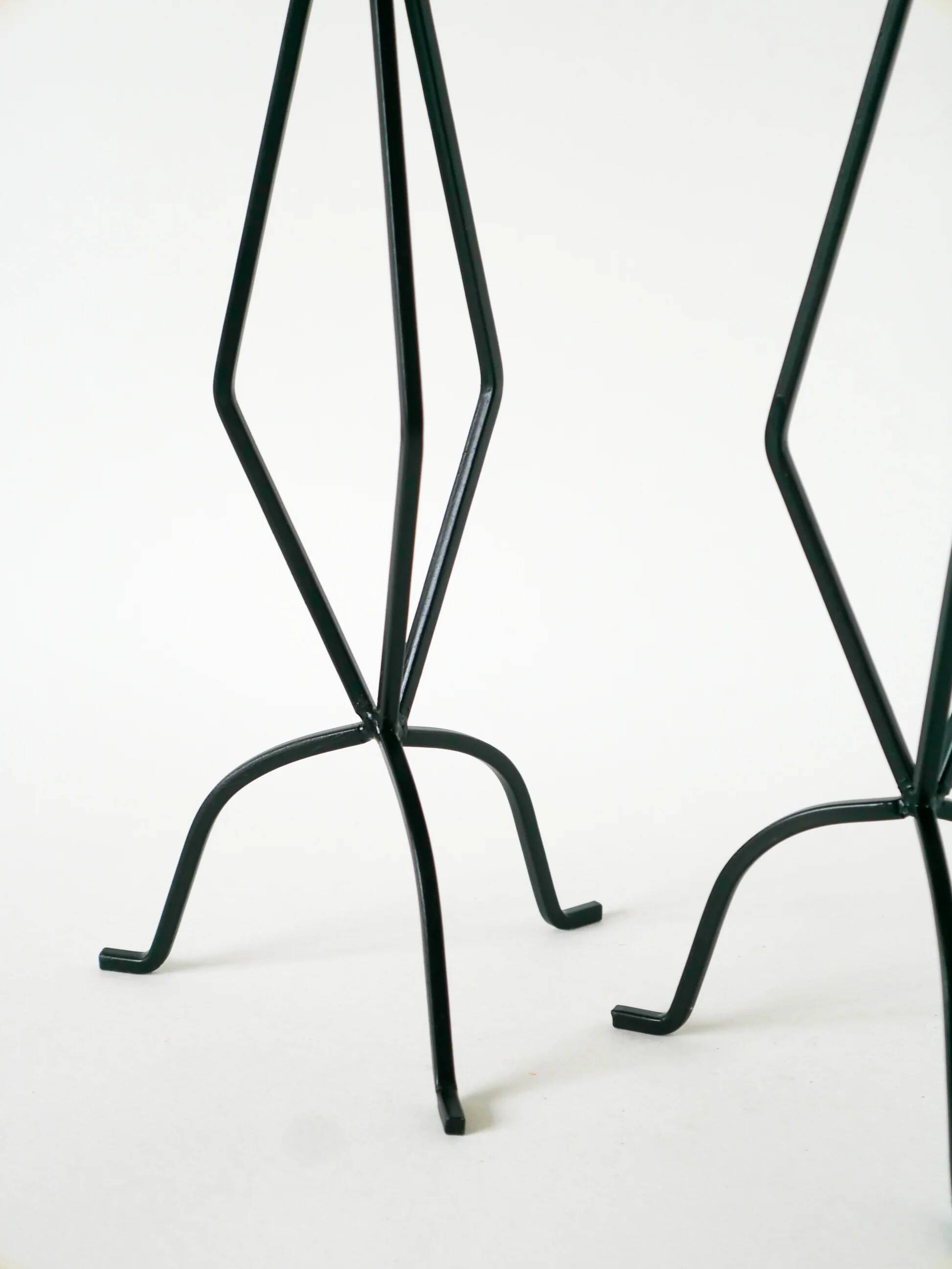 Pair of sculptural wrought iron candle holders, brutalist, 1970.