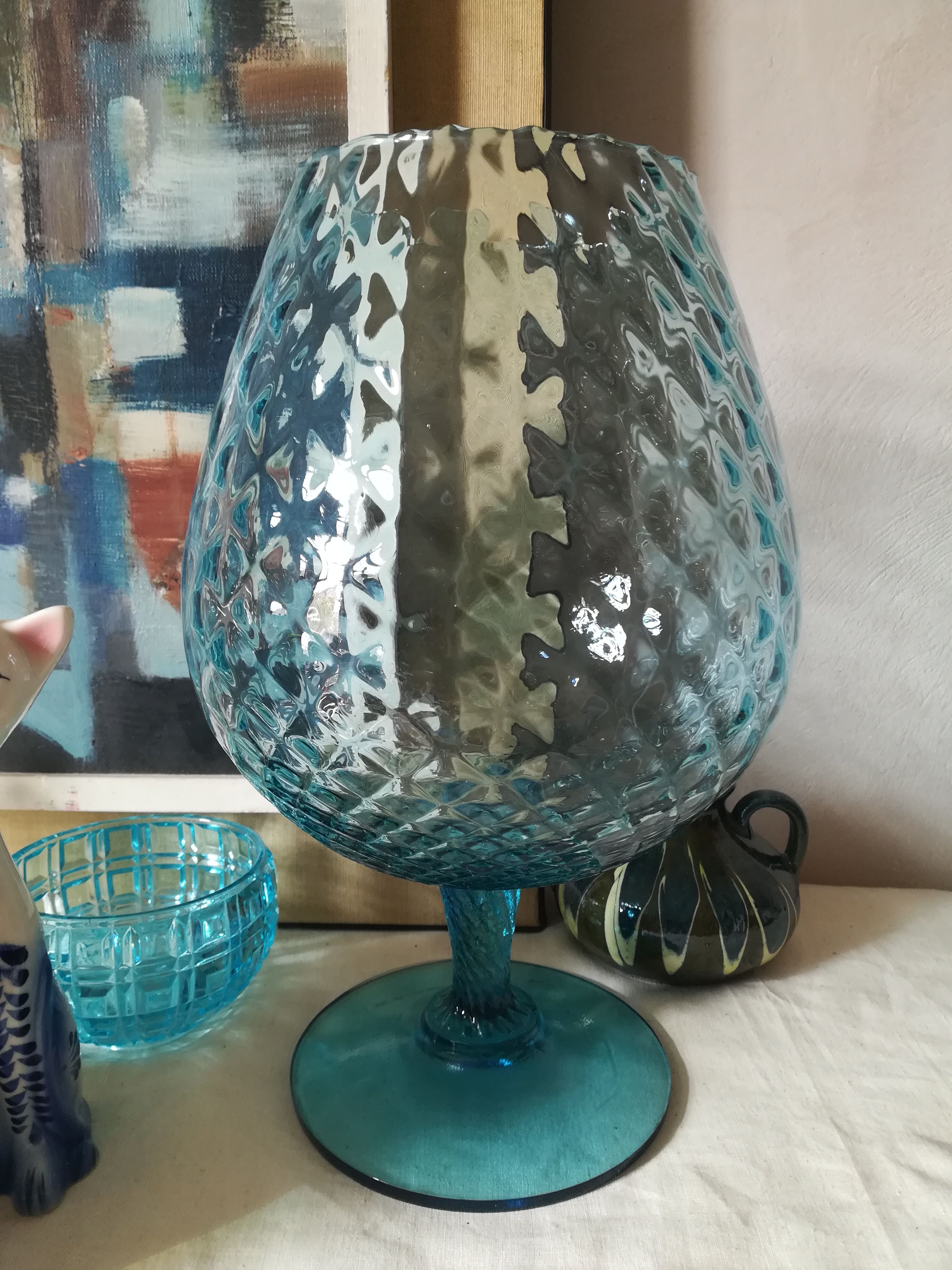 Empoli blue glass cut