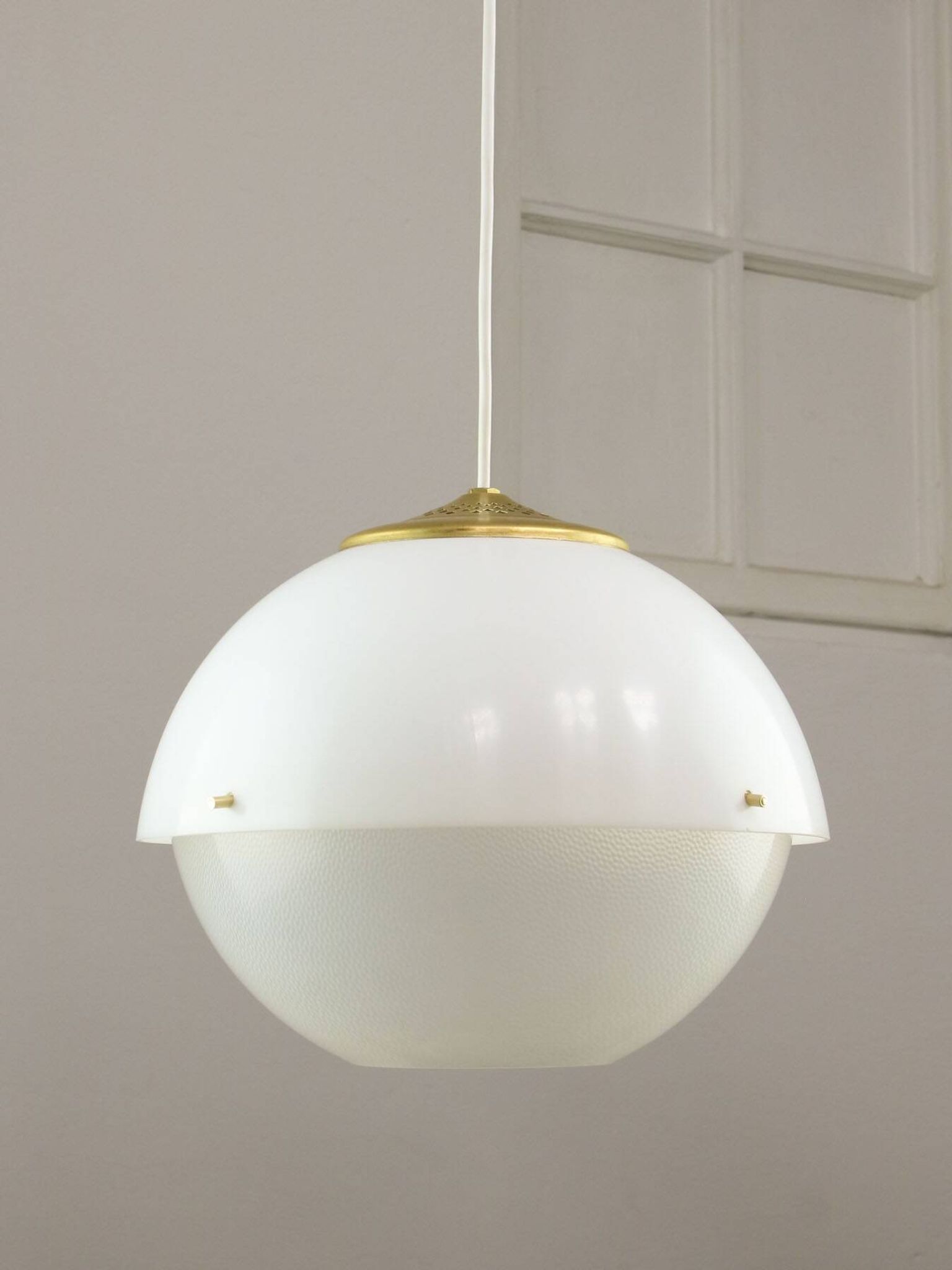 Italian Space Age Pendant in Brass and Plexiglass, 1970s
