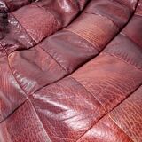 Pouf patchwork of red leather vintage burgundy 1970