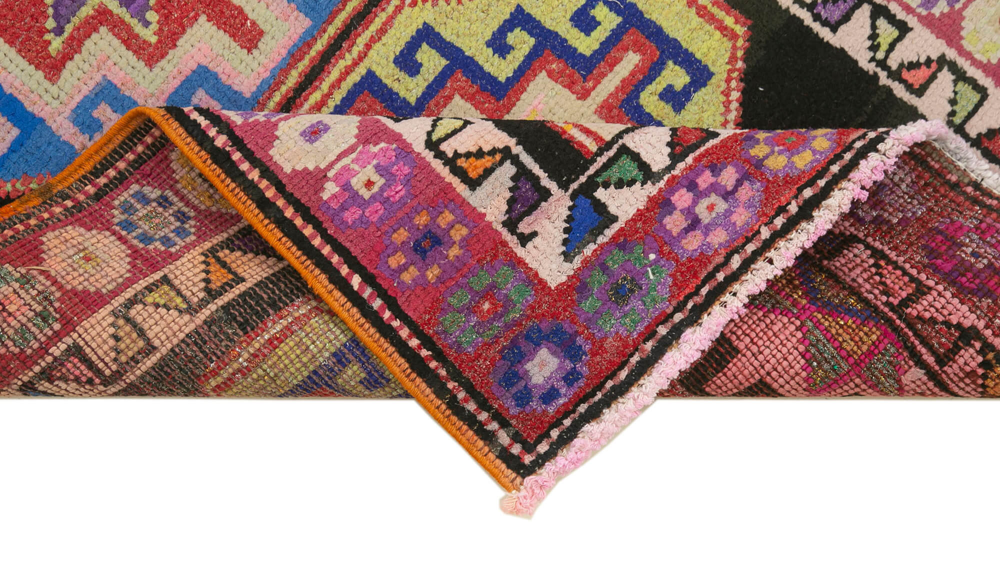 Handwoven anatolian multicolor runner rug 87 cm x 330 cm