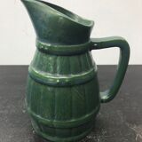 Ancien pichet céramique verte forme tonneau