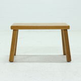 Solid oak brutalist side table or coffee table 1970s