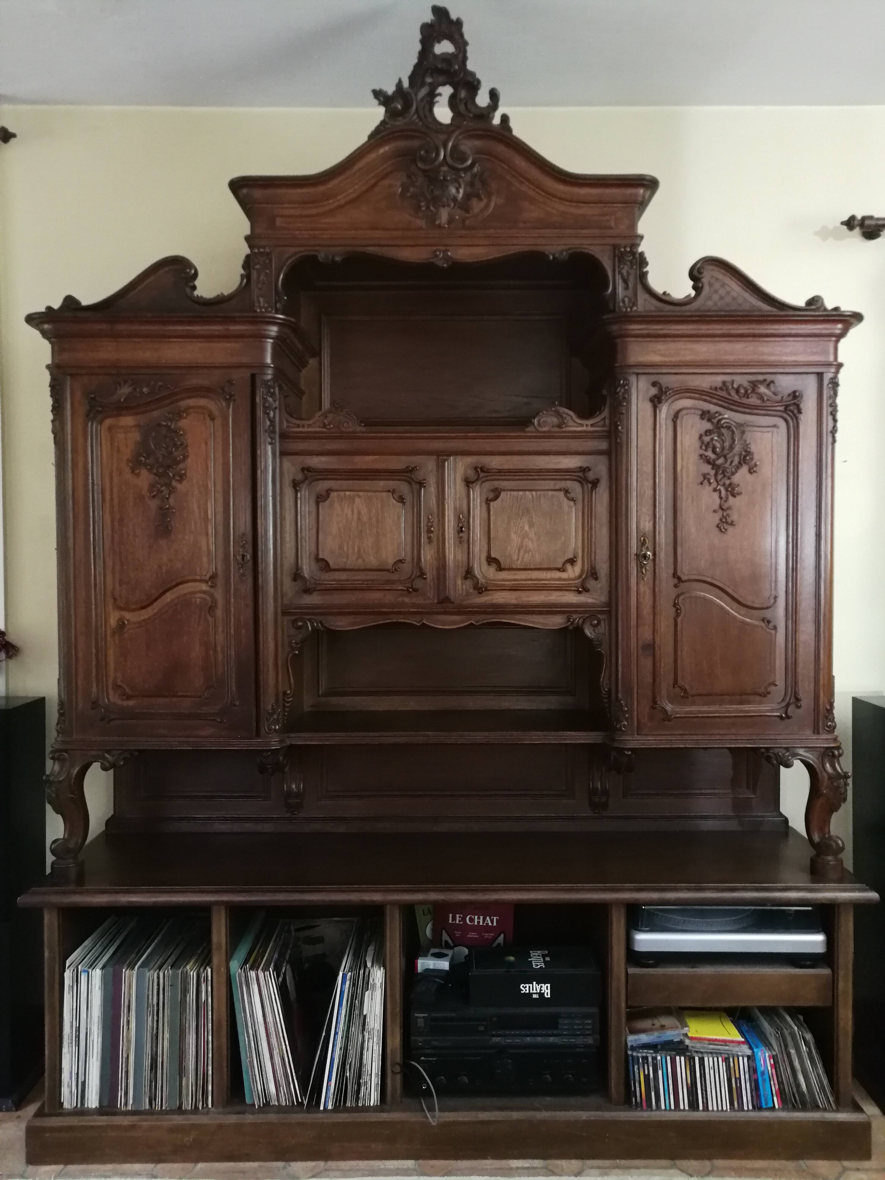 Upper part of an antique 19th-century dresser, Louis XV style.