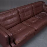Three-seater leather sofa and one-seater armchair, scandinavian style