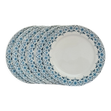 Set of 6 dessert plates model Lucie U&G Sarreguemines white and blue floral border