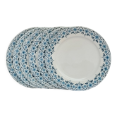 Lot de 6 assiettes à dessert modèle Lucie U&G Sarreguemines blanc et liseret fleuri bleu