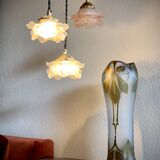 Pair of Art Deco glass rose petals