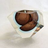 Sommerso faceted ashtray and pocket tray, made of Murano glass.