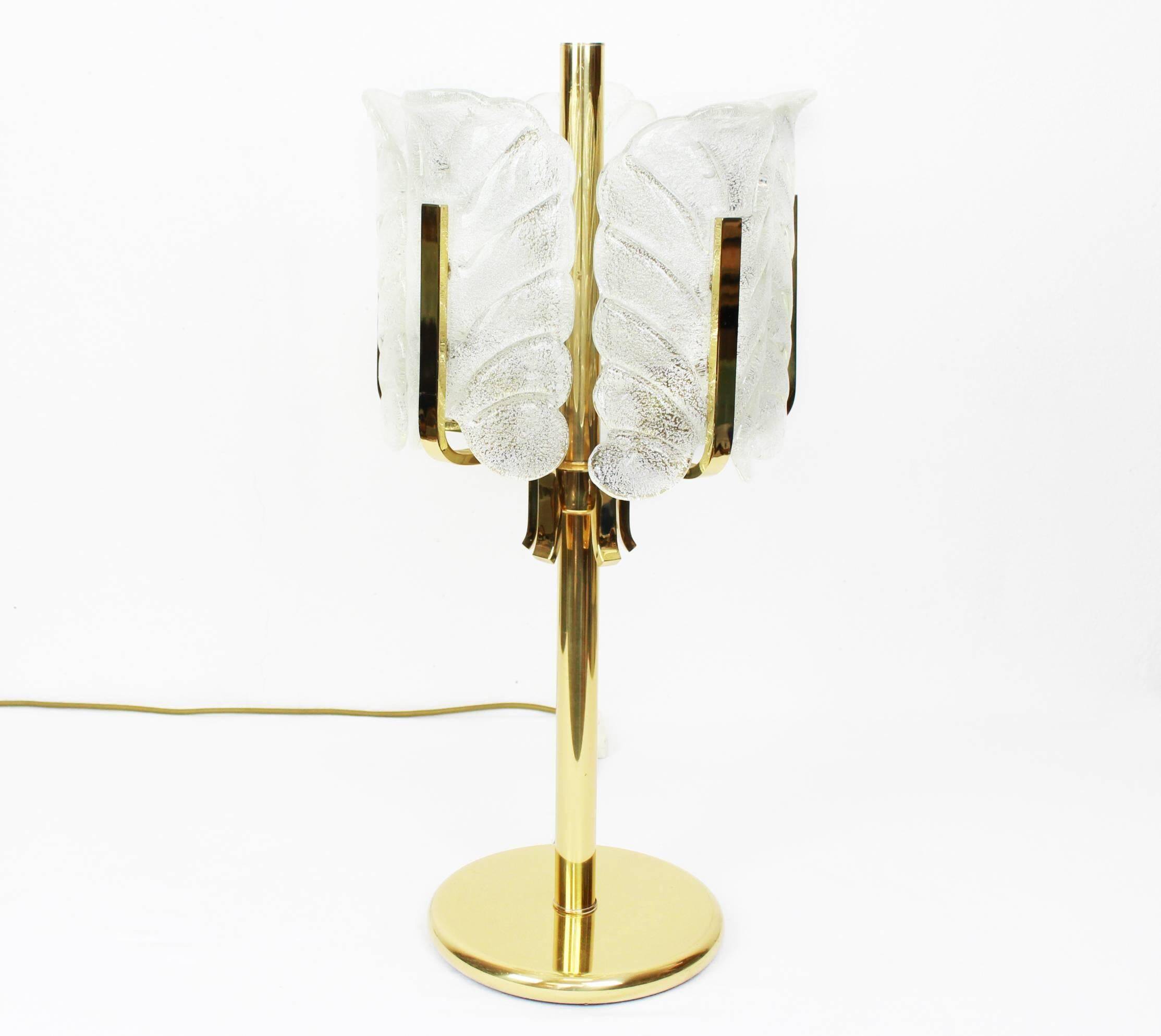 Lamp by Carl Fagerlund for Orrefors, Murano glass leaves, 1960s.