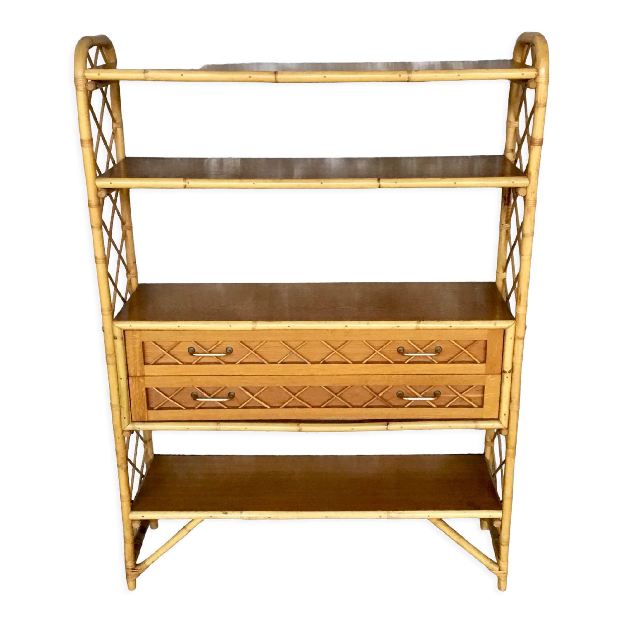 Rattan bookcase, vintage 1960