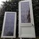 Entrance door 264x99cm old walnut oak wrought iron grille glass panel