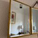 Miroir vintage 1900 triptyque barbier laiton ciselé - 27 x 58 cm