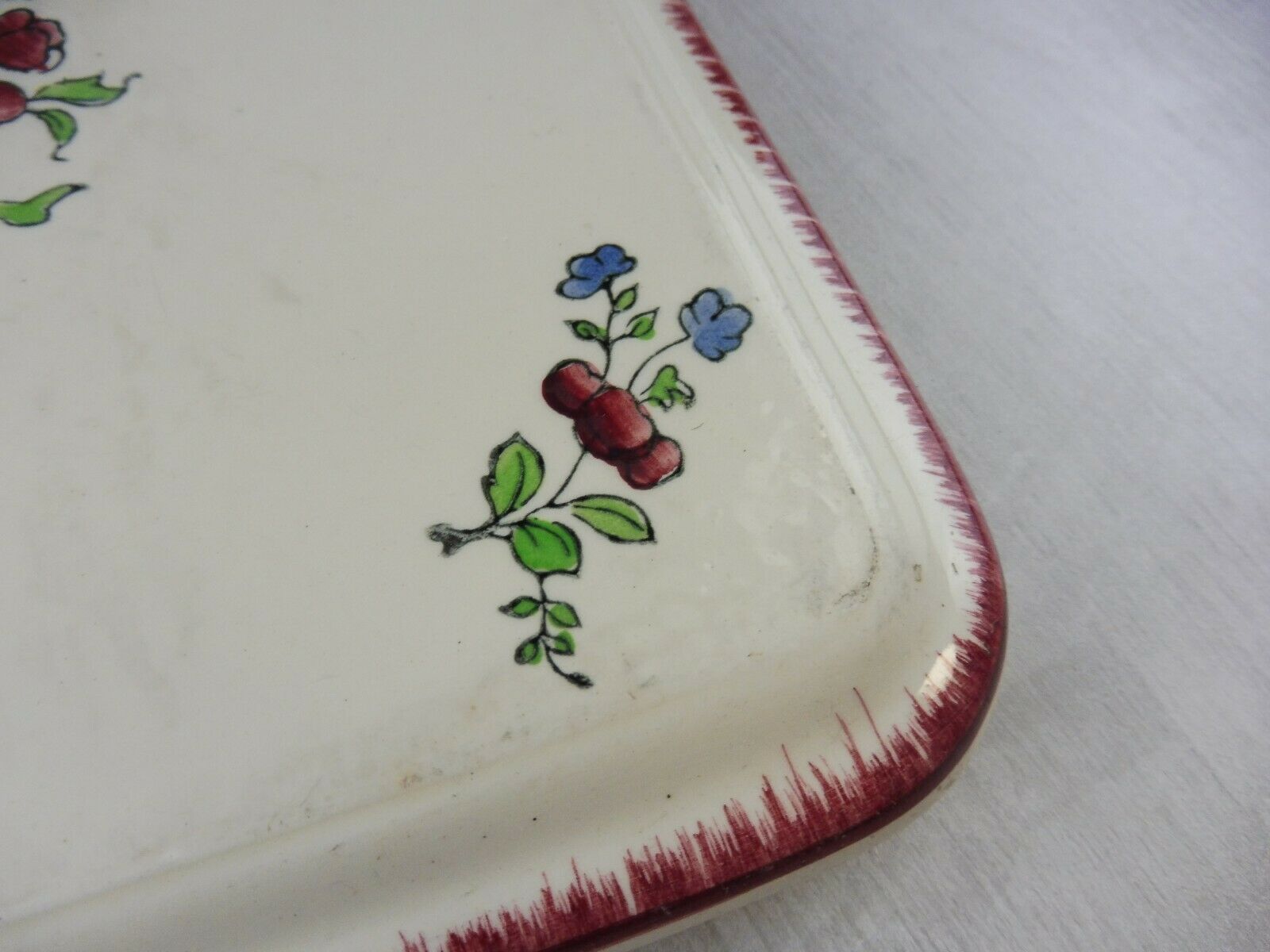 Old table mat décor Lorraine, ceramic from Gien