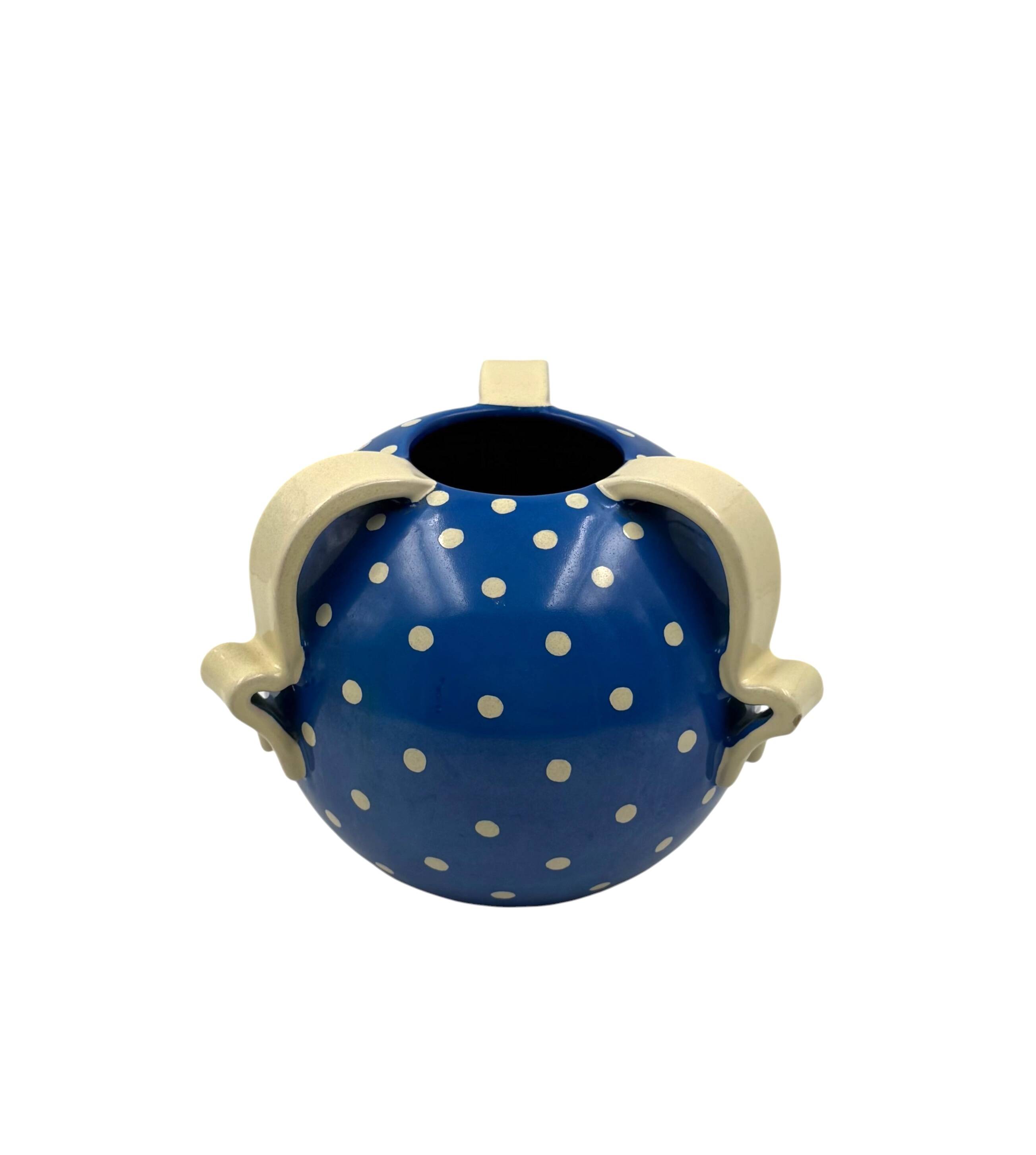 Art Deco blue ceramic vase, Rometti, Umbertide Italy 1930s