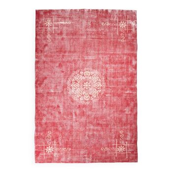 7x10 pale red large turkish rug, 203x310cm