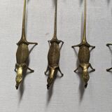 Set of 12 Bronze Knife Rests African Art Handcrafted Crocodiles