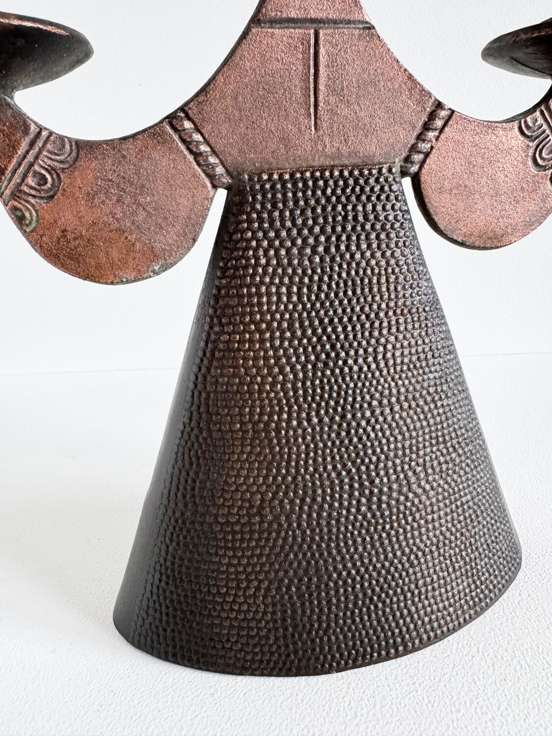 Vintage Modernist Bjorn Wiinblad Style Copper Figural Lady Dress Candl