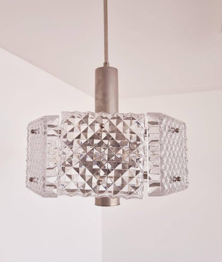 Chandelier du milieu du siècle dans le style de Kalmar, Autriche, années 1960.