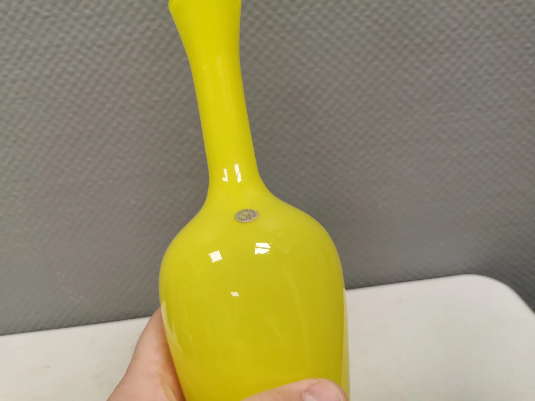 Swedish glass vase from the 1980s in a lovely yellow colour.