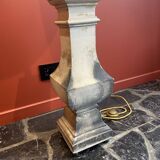 "Balustrade" lamp in terracotta, Ashoka silk shade, pistachio green.