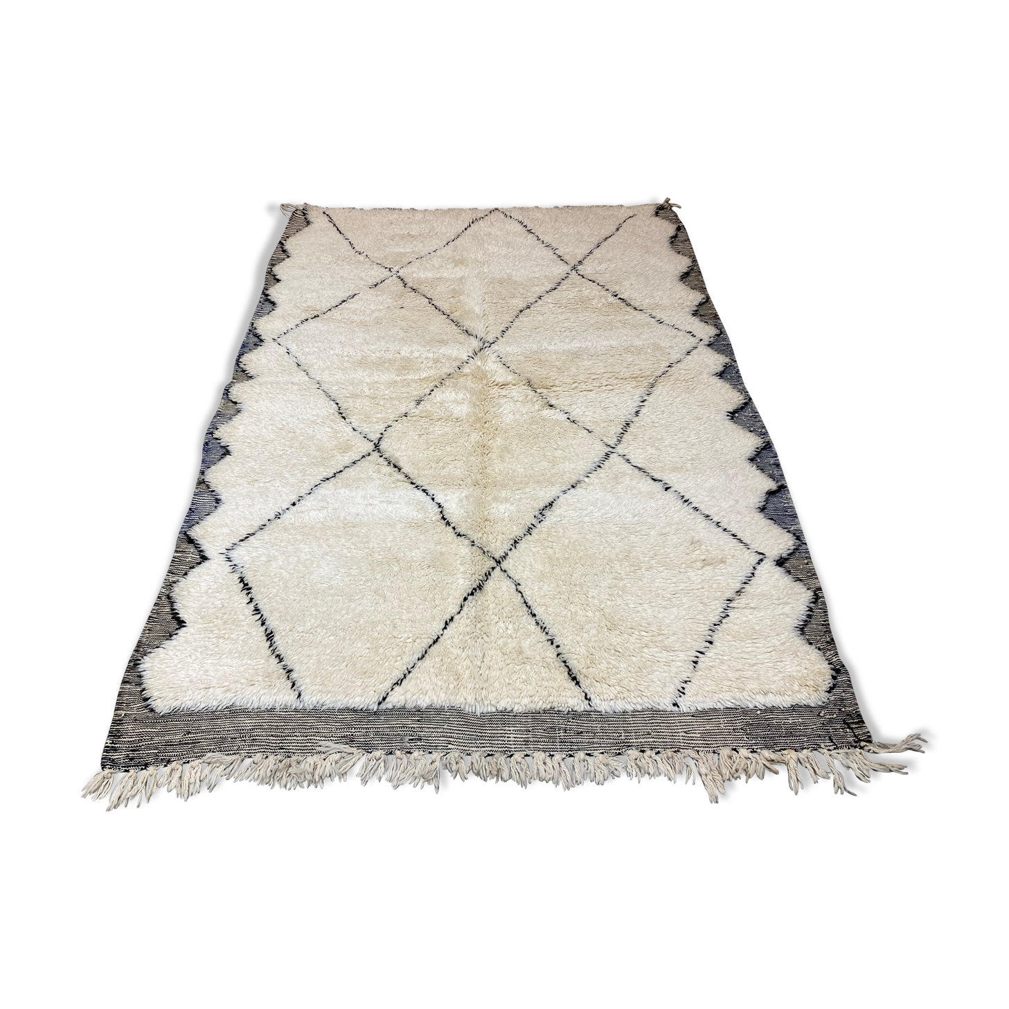 White/black berbere wool carpet 170x250cm