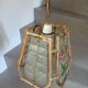 Suspension vintage rotin et nacre