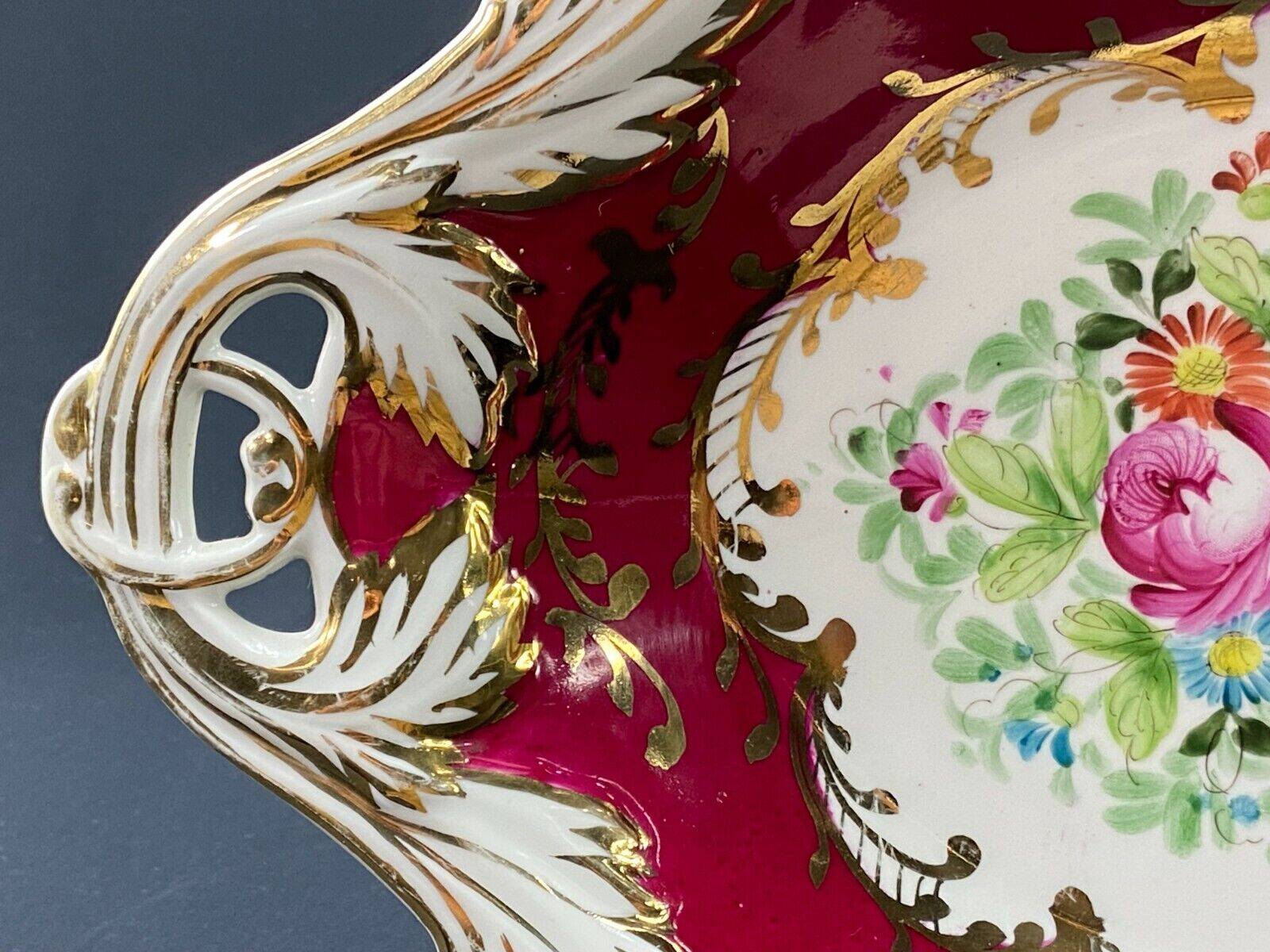 Oblong dish in Paris Sèvres porcelain with Louis XV style floral decoration