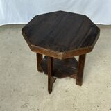 Pedestal table or small octagonal side table quadripod base with modernist spacer