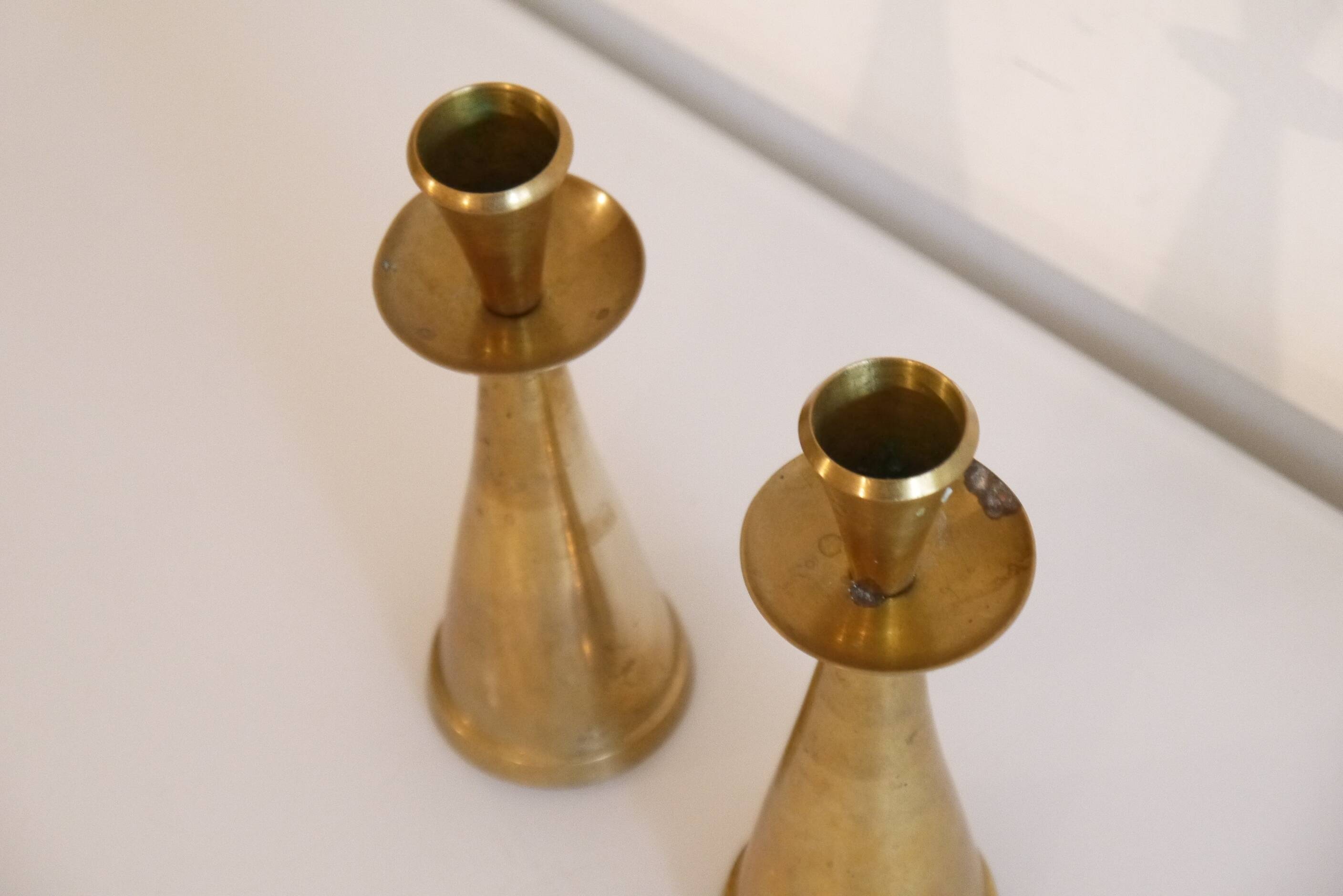 Bougeoirs danois en laiton 1970