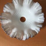 Handkerchief-shaped lampshade in white opaline glass and ocher border