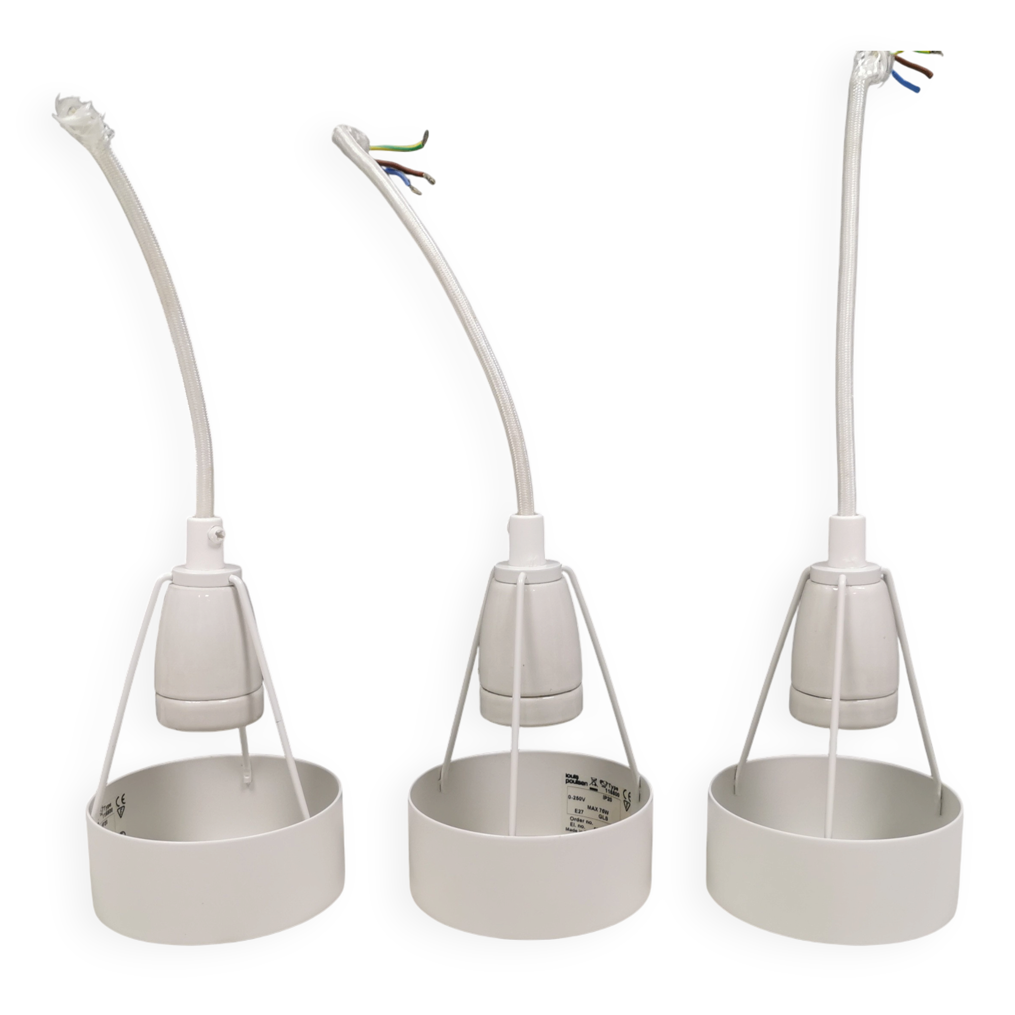 Three hanging lamps by Erik Møller for Louis Poulsen 1980s. Model "Pakhus"