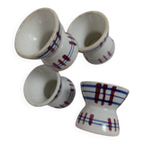 Diabolo egg cups Sarreguemines Poitou set of 5