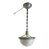 Suspension art déco en métal, opaline et verre mercurisé par curtis lighting - années 1920/30