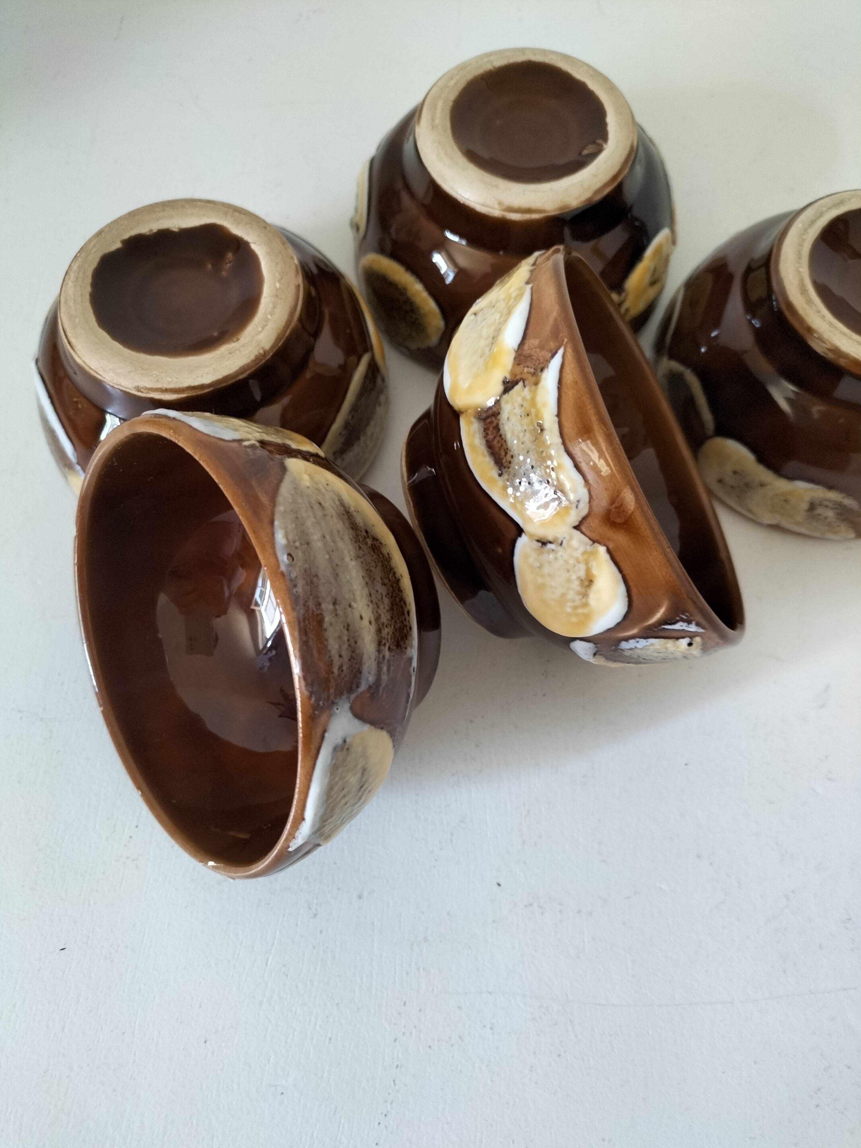 Set of 5 vintage enameled bowls – Chic terracotta ambiance