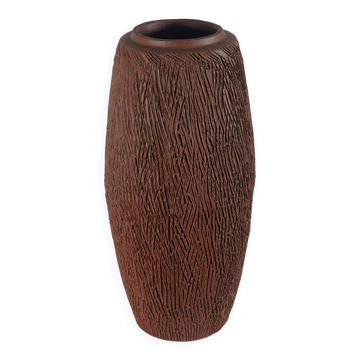 Vintage mid-century brutalist sgraffito ceramic vase